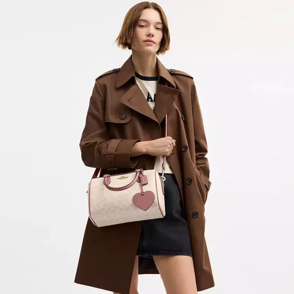 NWT！COACH Rowan Satchel Bag In Signature With Heart Charm（CDB21）fast shipping - Picture 13 of 14